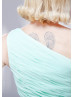 One Shoulder Mint Green Chiffon Pleated Maxi Bridesmaid Dress